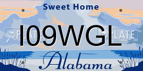 I09WGL Alabama License Plate