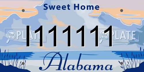 I111111 Alabama License Plate