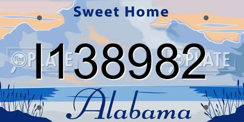 I138982 Alabama License Plate