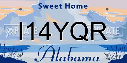 I14YQR Alabama License Plate