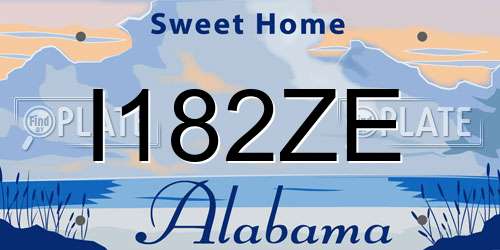 I182ZE Alabama License Plate