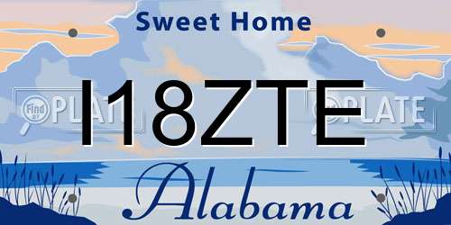 I18ZTE Alabama License Plate