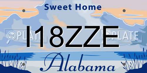 I18ZZE Alabama License Plate