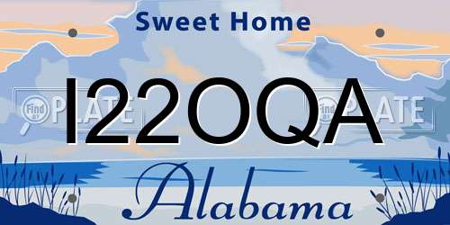 I22OQA Alabama License Plate