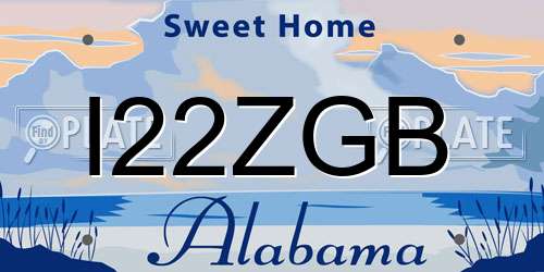 I22ZGB Alabama License Plate