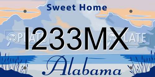 I233MX Alabama License Plate