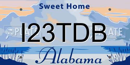 I23TDB Alabama License Plate