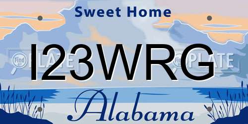 I23WRG Alabama License Plate