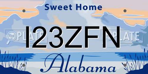 I23ZFN Alabama License Plate