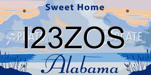 I23ZOS Alabama License Plate
