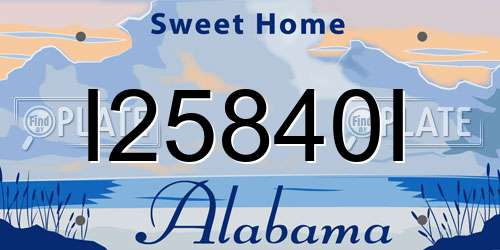 I25840I Alabama License Plate