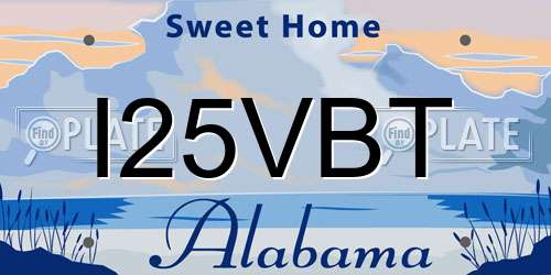 I25VBT Alabama License Plate