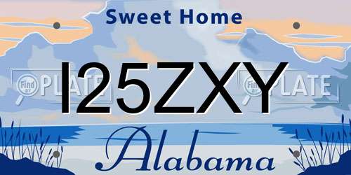 I25ZXY Alabama License Plate
