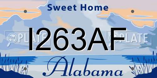 I263AF Alabama License Plate