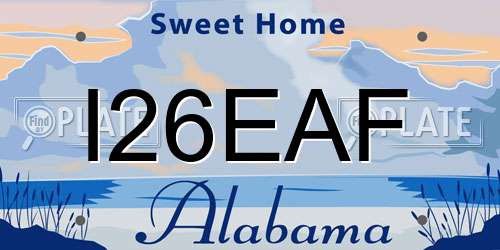 I26EAF Alabama License Plate