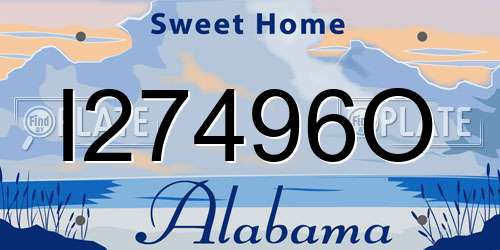 I27496O Alabama License Plate
