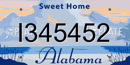 I345452 Alabama License Plate