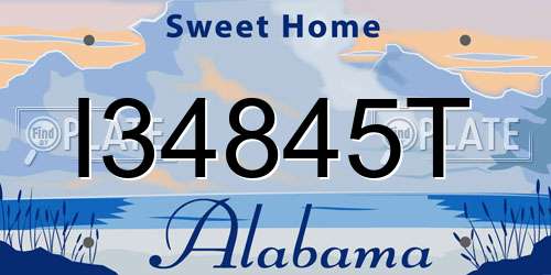 I34845T Alabama License Plate
