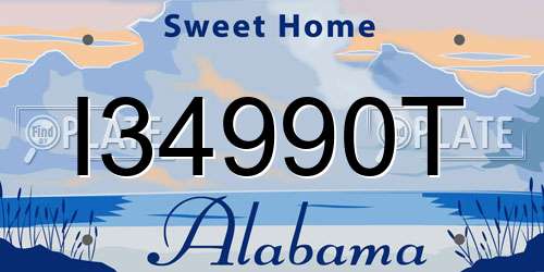 I34990T Alabama License Plate