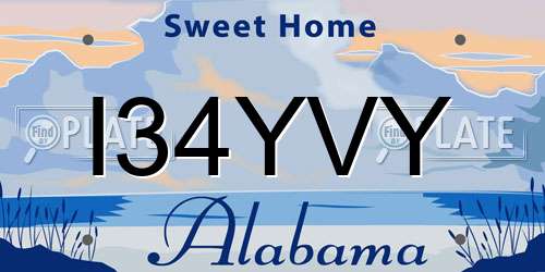 I34YVY Alabama License Plate
