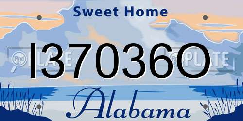 I37036O Alabama License Plate