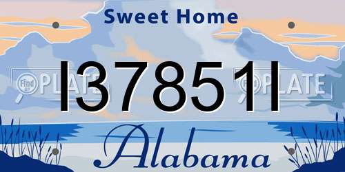 I37851I Alabama License Plate