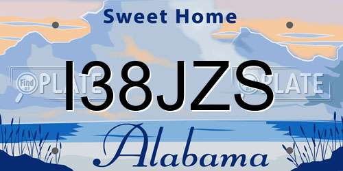 I38JZS Alabama License Plate