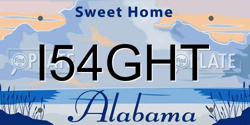 I54GHT Alabama License Plate