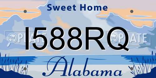 I588RQ Alabama License Plate