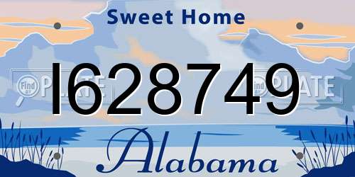 I628749 Alabama License Plate