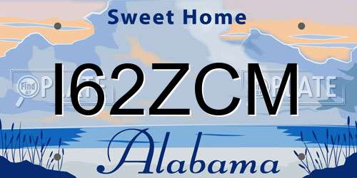 I62ZCM Alabama License Plate