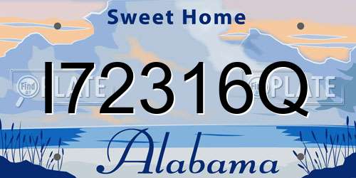 I72316Q Alabama License Plate