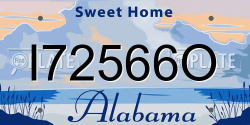 I72566O Alabama License Plate