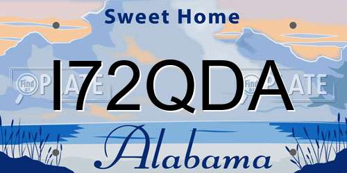 I72QDA Alabama License Plate