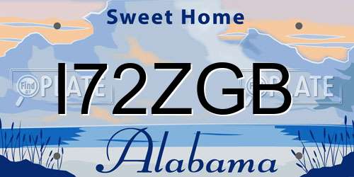 I72ZGB Alabama License Plate