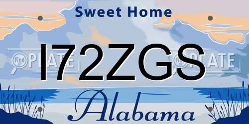 I72ZGS Alabama License Plate