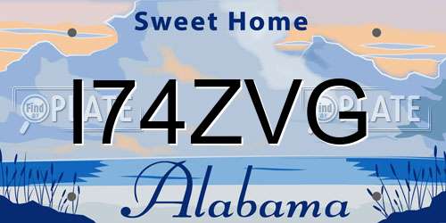 I74ZVG Alabama License Plate