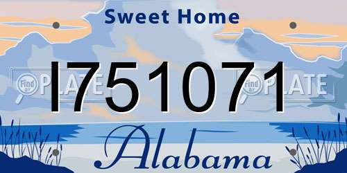 I751071 Alabama License Plate