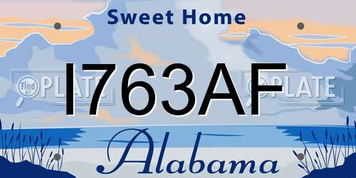 I763AF Alabama License Plate