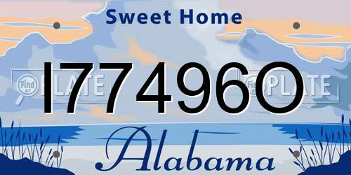 I77496O Alabama License Plate