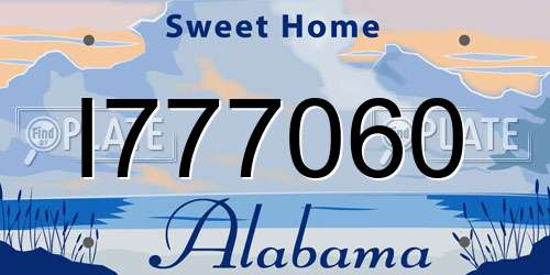 I777060 Alabama License Plate