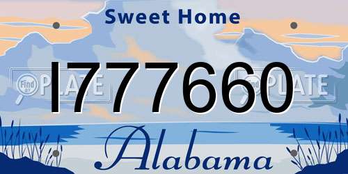 I777660 Alabama License Plate