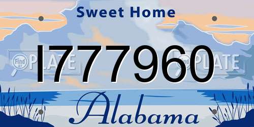 I777960 Alabama License Plate