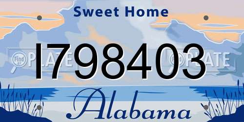 I798403 Alabama License Plate