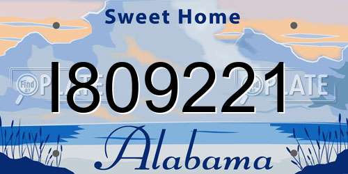 I809221 Alabama License Plate