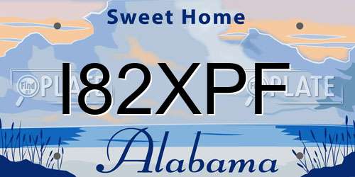 I82XPF Alabama License Plate