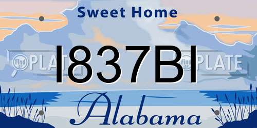 I837BI Alabama License Plate