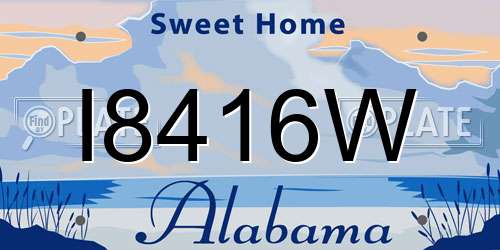 I8416W Alabama License Plate