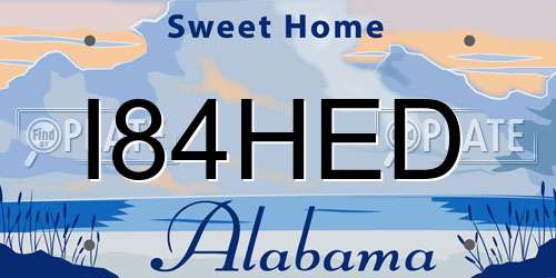 I84HED Alabama License Plate