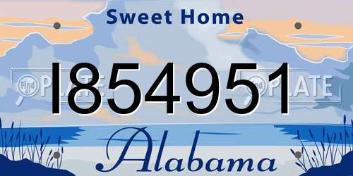 I854951 Alabama License Plate